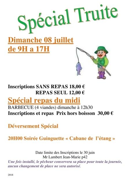 Pêche truite et Barbecue 1 et soirée Guinguette Pêche truite et Barbecue 1 et soirée Guinguette
